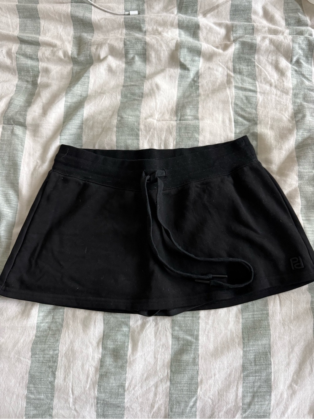 Black Mini Skort with Drawstring Waist